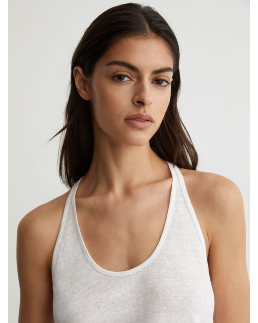 Reiss White Linen Racer-Back Vest