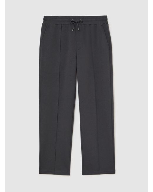 Reiss Gray Premium Interlock Straight-Leg Joggers for men