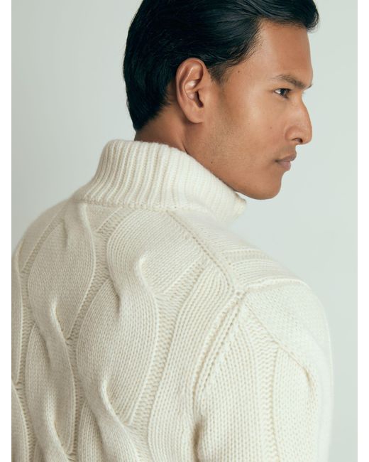Reiss Natural Broughton - White Atelier Cabled-cashmere Jumper, M for men