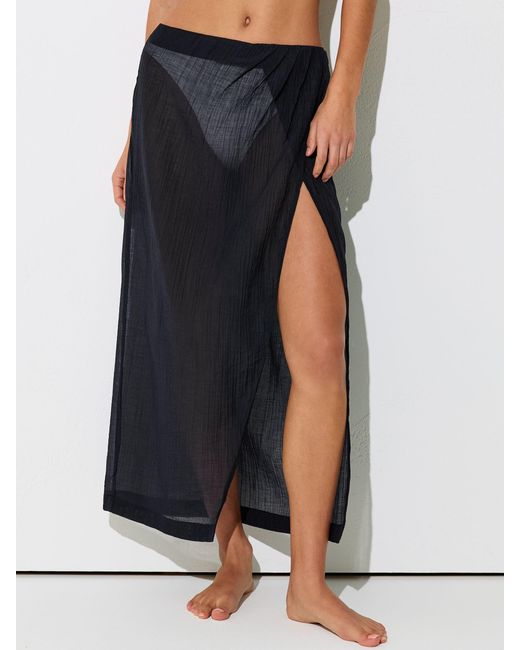 Reiss White Cotton-Blend Gauze Wrap Beach Skirt