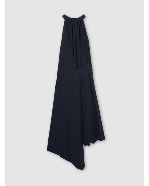 Reiss White Drape-Detail Sleeveless Midi Dress