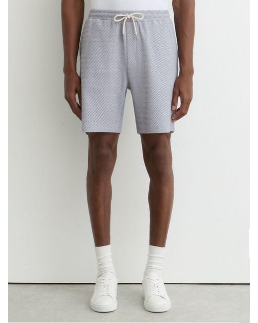 Reiss Gray Jacquard Textured Drawstring Shorts for men