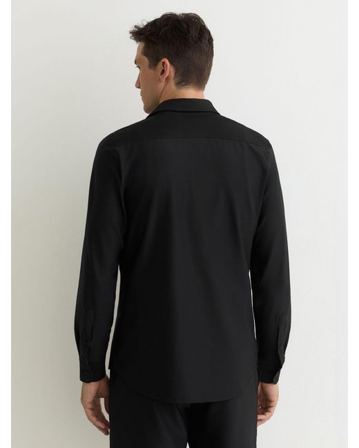 Reiss Solarko - Black Seersucker Cutaway-collar Shirt Regular-fit, S for men