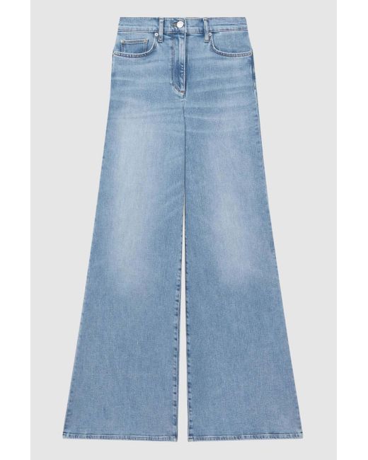 Reiss Natural Ameria - Light Blue Petite Palazzo Jeans