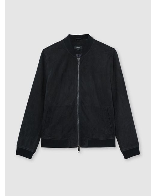 Reiss Blue Bild - Navy Suede Zip-through Bomber Jacket, Xl for men