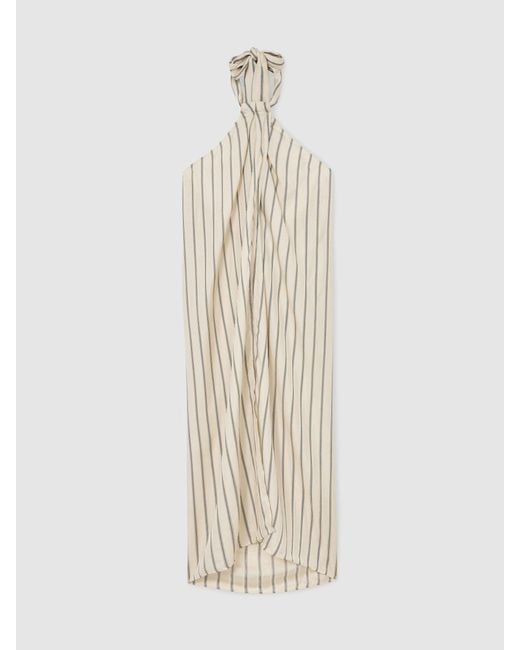 Reiss Natural Halterneck Stripe Split-Front Resort Top