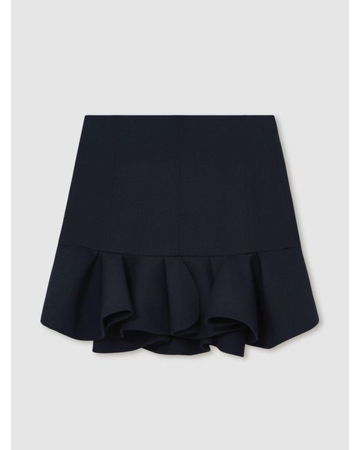Reiss Blue Ruffle-Hem Mini Skirt