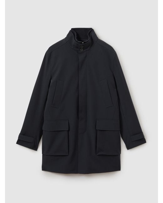 Reiss Blue Player - Navy Hybrid Removable Funnel Neck Overcoat, M for men