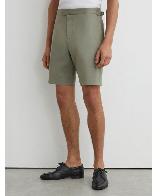 Reiss Gray Short - Sage Cantwell Short Cotton-blend Side-adjuster Shorts, 32 for men