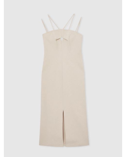 Reiss Natural Double Strap Cut Out Midi Dress