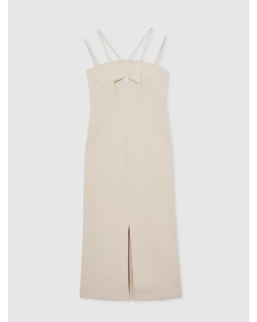Reiss Natural Double Strap Cut Out Midi Dress