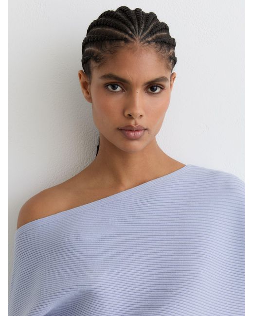 Reiss Gray Asymmetric Draped Knitted Jumper