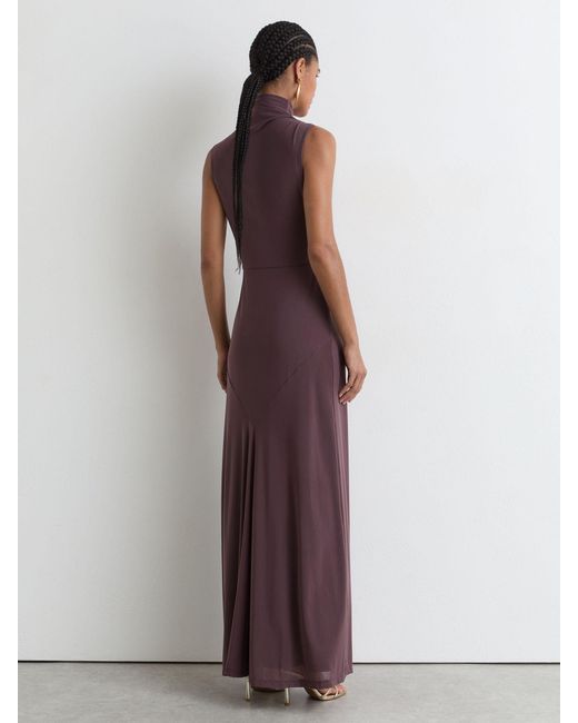 Reiss Dylan - Taupe Brown Draped-detail Sleeveless Maxi Dress, Us 10