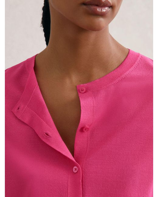 Reiss Pink Lightweight Cropped Cardigan