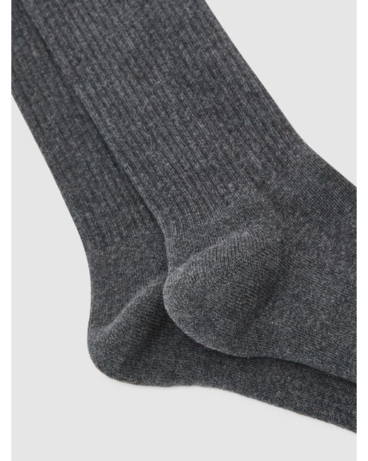 Reiss Gray Cotton-Blend Ribbed Socks, S & M for men