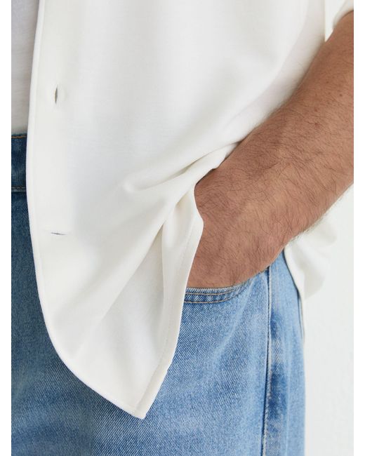 Reiss White Stretch- Cutaway-Collar Shirt Regular-Fit for men