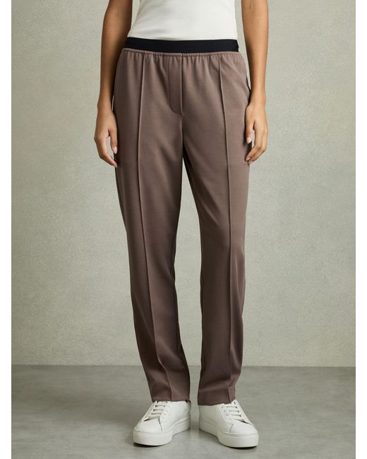 Reiss Natural Elasticated-Waistband Tapered Trousers