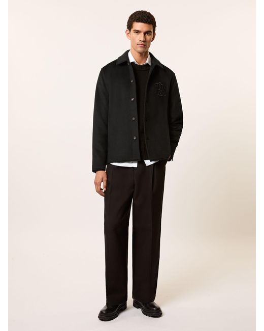 Reiss Champ Monogram Wool-Blend Relaxed Overshirt in Black für Herren