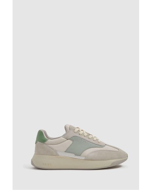 Reiss Emmett - Pistachio/white Leather Suede Running Trainers for men