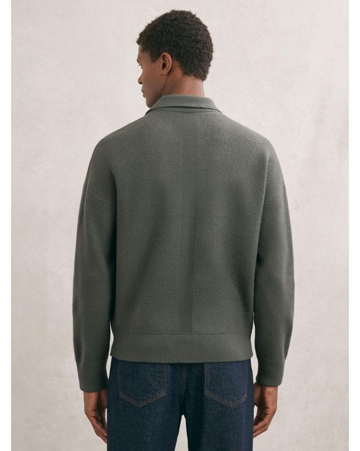 Reiss Calder - Khaki Green Merino Wool Twin-pocket Cardigan, M for men