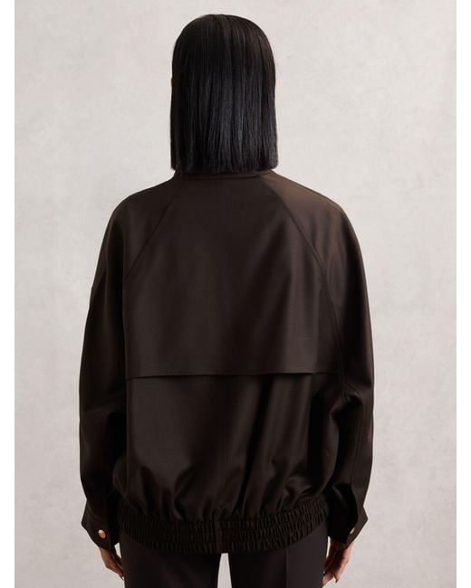 Reiss Multicolor Elodie - Chocolate Brown Wool Bomber Jacket, M