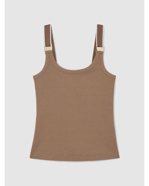 Reiss Blue Stretch-Cotton Hardware-Detail Vest