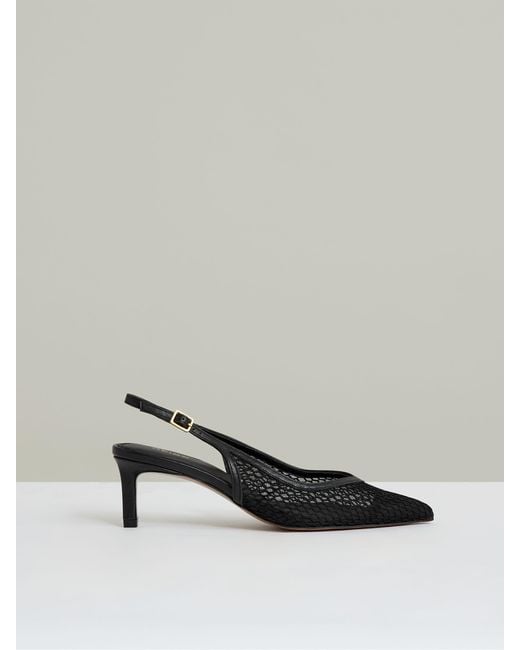 Reiss Black Mesh Slingback Heels