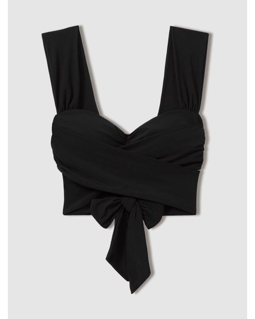 Reiss Natural Cristina - Black Wrap Design Bikini Top, Us 6
