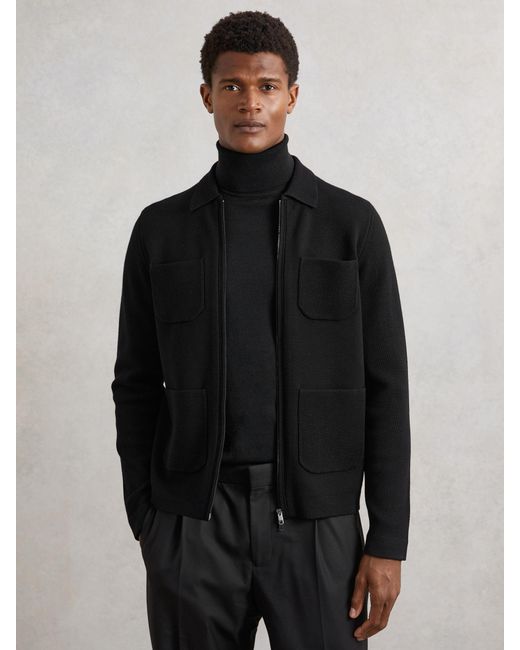 Reiss Roberto - Black Four-pocket Zip-through Cardigan, Xxl for men