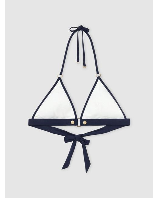Reiss Blue Contrast Halterneck Triangle Bikini Top