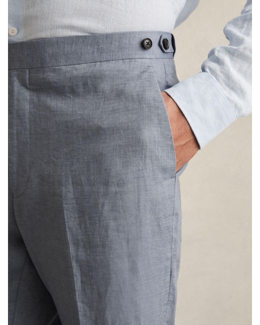 Reiss Natural Linen Slim-Fit Suit Trousers for men