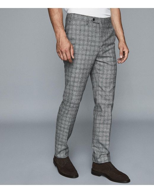 mens skinny grey checked trousers