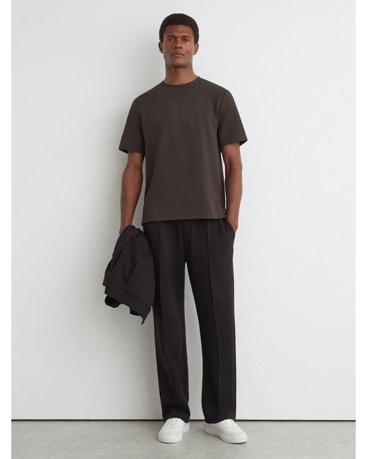 Reiss Gray Textured Modern-Fit Crew-Neck T-Shirt for men