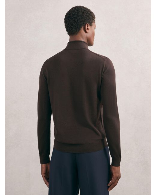 Reiss Black Wool Zip-Through Cardigan for men