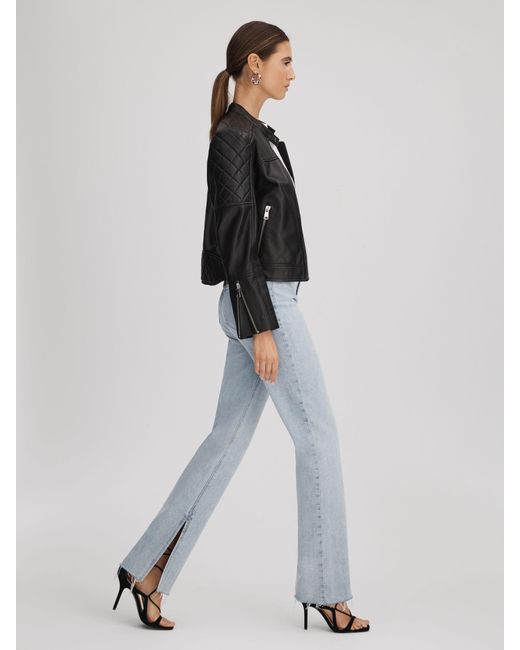 PAIGE Blue Straight Leg Split Hem Jeans