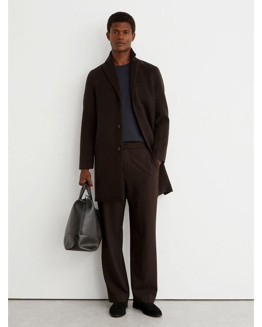 Reiss Black Wool-Blend Single-Breasted Epsom Coat for men