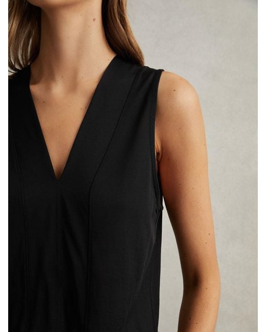 Reiss Black V-Neck Shell Top
