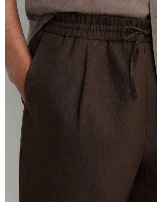 Reiss Multicolor Short - Chocolate Brown Barges Linen Drawstring Shorts, 32 for men