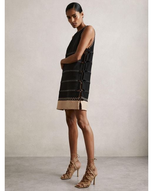 Reiss Natural Cotton Whipstitch Mini Dress
