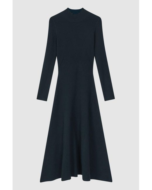 Reiss Blue Chrissy - Teal Knitted Bodycon Midi Dress