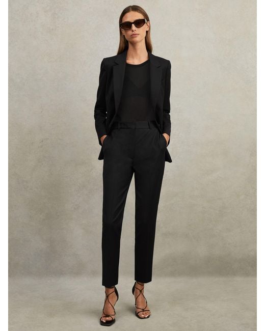 Reiss Haisley - Black Wool Blend Tapered Suit Trousers, Us 0