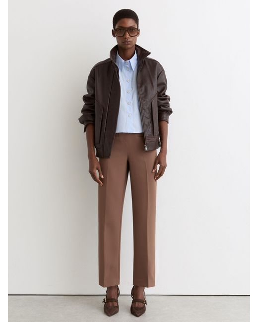 Reiss Brown Suede Buckle-Strap Court Shoes
