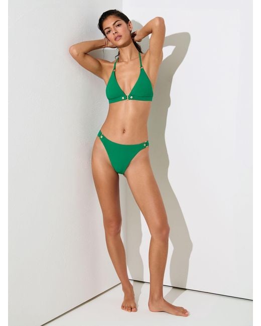 Reiss Green Stud-Detail Bikini Bottoms