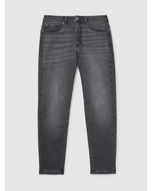 Reiss Black Relaxed-Fit Cropped Jeans for men