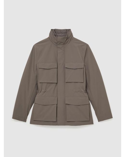 Reiss Gray Four-Pocket Hooded Jacket With Removable Gilet for men