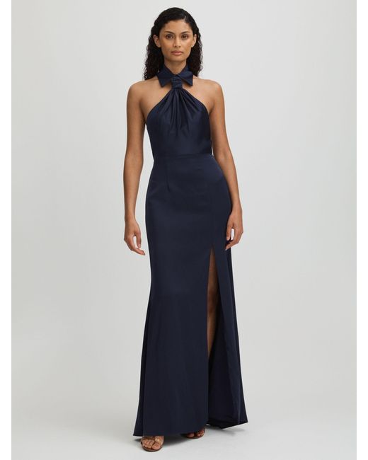 Halston Heritage Blue Halter Neck Maxi Dress