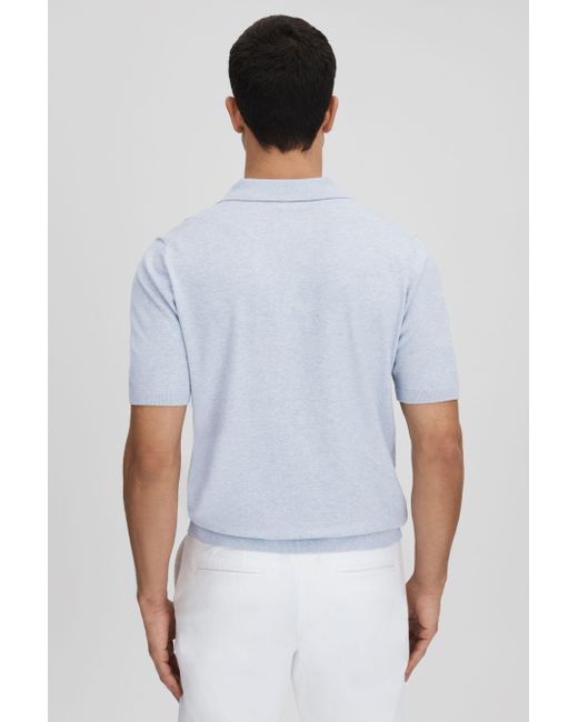 Reiss Boston - Soft Blue Cotton Blend Contrast Open Collar Shirt for men