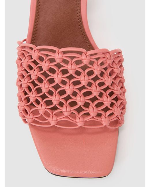 Reiss White Stephanie - Pink Woven Ankle-strap Kitten Heel Sandals, Us 8 (uk 6)