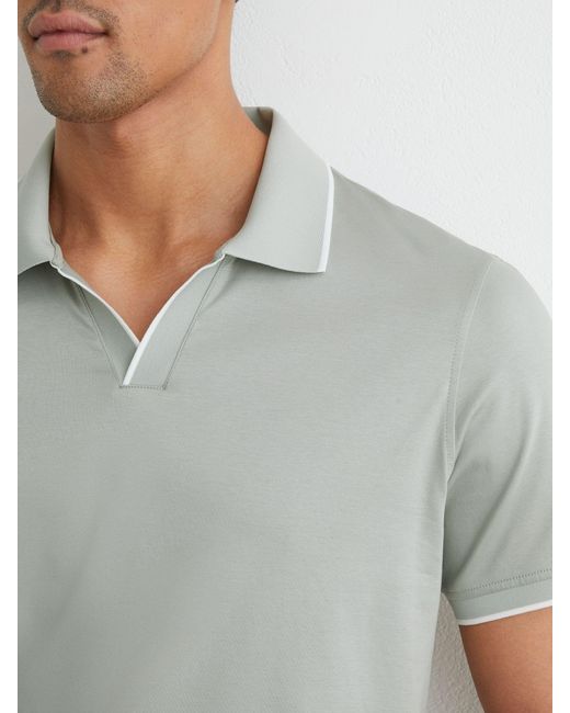 Reiss Gray Air-Water Cotton Tipped Polo Shirt for men