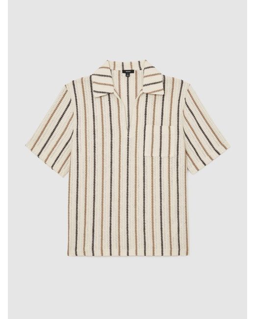 Reiss Multicolor Crochet Stripe Overhead Shirt for men